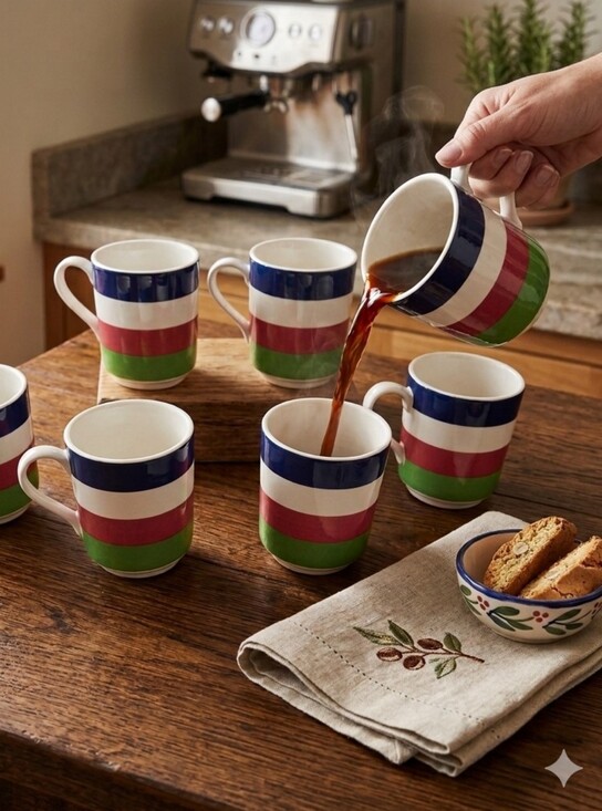kate spade Other - kate spade Striped Ceramic Mugs in Blue, White, Pink & Green